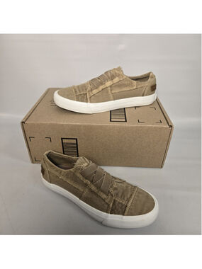 Blowfish Malibu Marley Slip On Canvas Sneakers Olive Tan Casual Vegan Womens 8.5